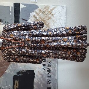 Universal Thread Navy & Mustard Long Sleeve Floral Print Dress Women XL